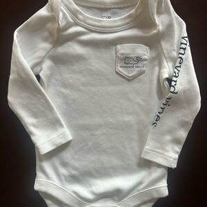 Vineyard Vines Cream Long Sleeve Kids Onesie
